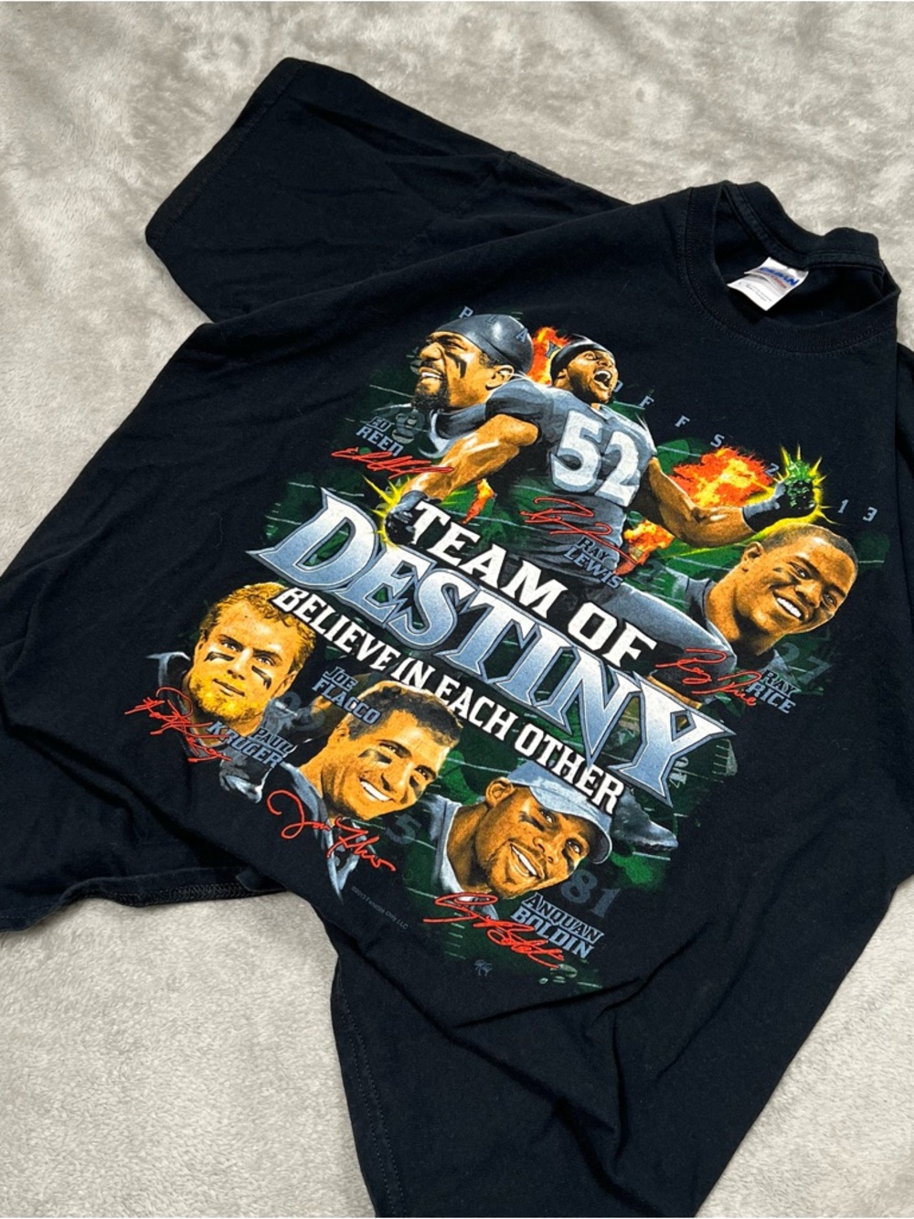 Ravens Team of Destiny Tee Mens L Navy 2013 Playoffs Lewis Flacco Vintage Style